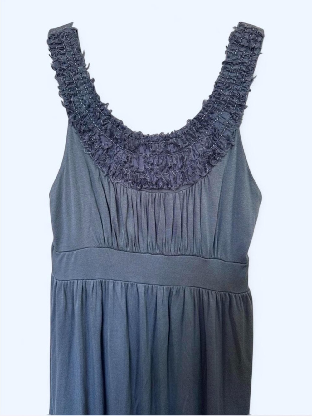 Y2K Ruffle Beaded Scoop Neck Empire Waist Summer Dress